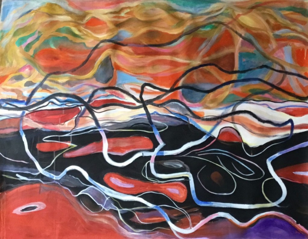Shore Lines 37x29 acrylic on canvas