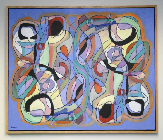 Curved Lines 53.5x44.75 acrylic and oil on canvas