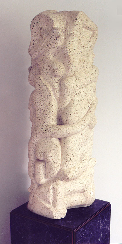 Tower of People, 40 inches tall, plaster and vermiculite